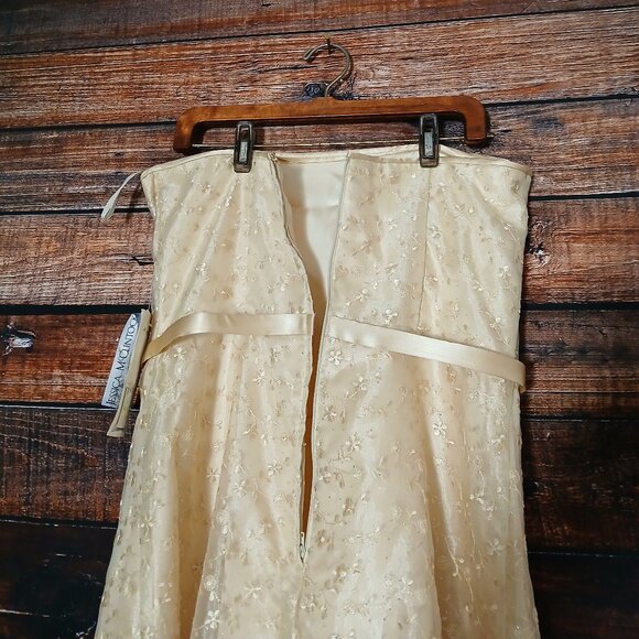 NWT Jessica McClintock Vintage Dress 14 Strapless Maxi Chiffon Peach Formal - Picture 7 of 13